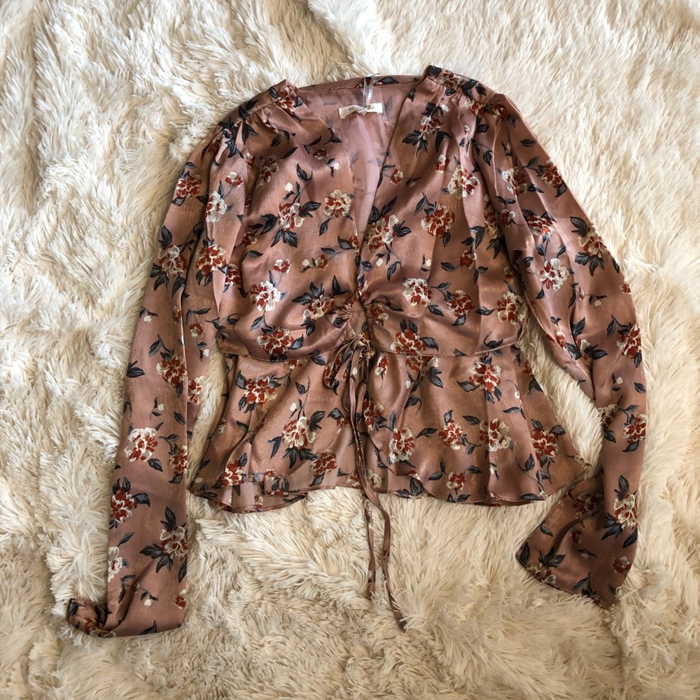 Satin long sleeve top